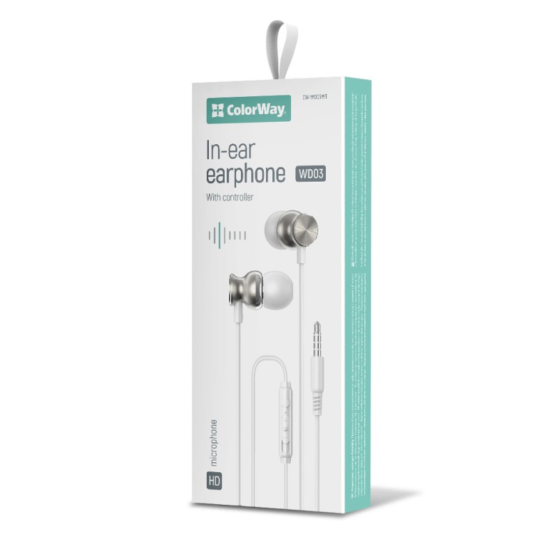 Наушники ColorWay 3.5 mm Wired Earphone UrbanBeat White (CW-WD03WT)