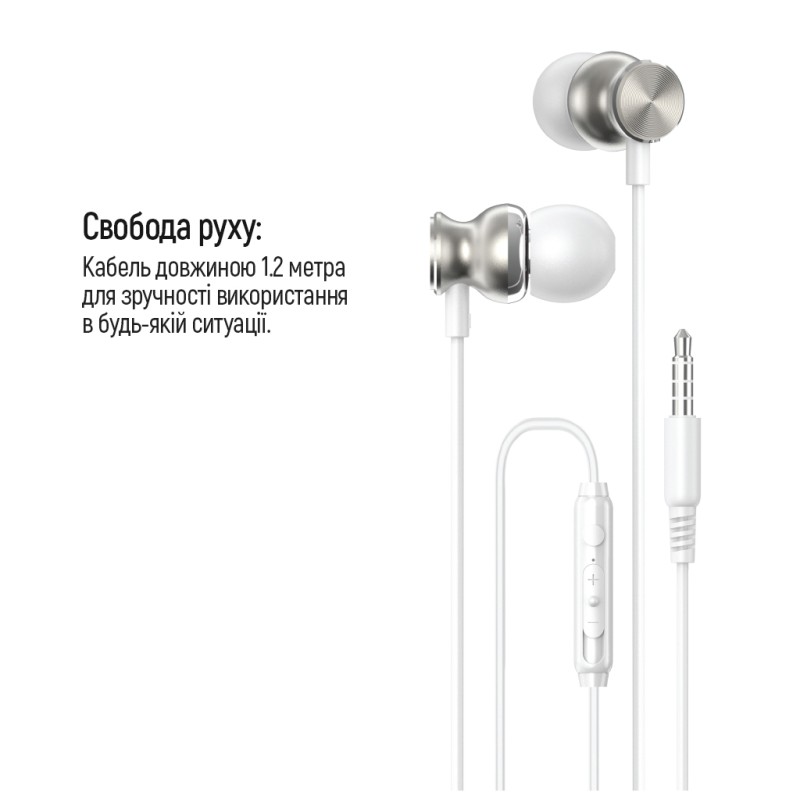 Наушники ColorWay 3.5 mm Wired Earphone UrbanBeat White (CW-WD03WT)