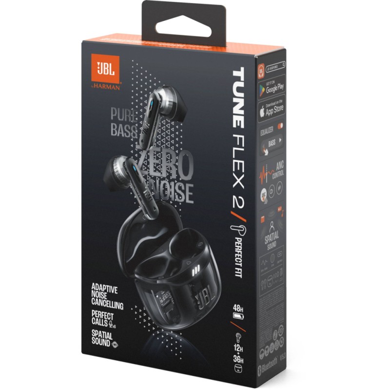 Наушники JBL Tune Flex 2 Ghost Black (JBLTFLEX2GBLK)