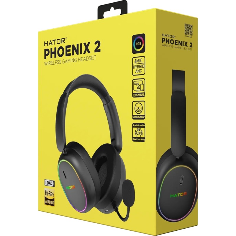 Наушники Hator Phoenix 2 Wireless Hi-Res SyncHUB connection Black (ESH40)