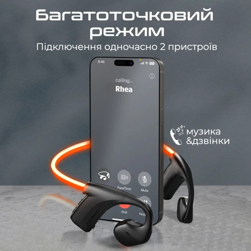 Навушники Promate RippleGlow Black (rippleglow.black)