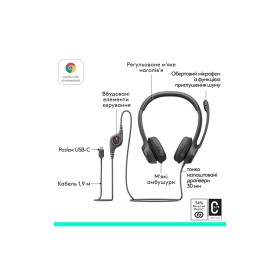 Наушники Logitech H390 USB-C Midnight Black (981-001576)