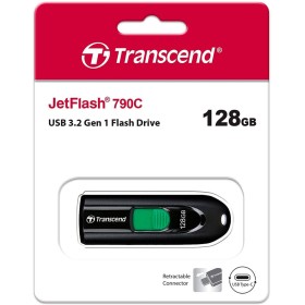 USB флеш накопичувач Transcend 128GB JetFlash 790C Black USB 3.1 Type C (TS128GJF790C)