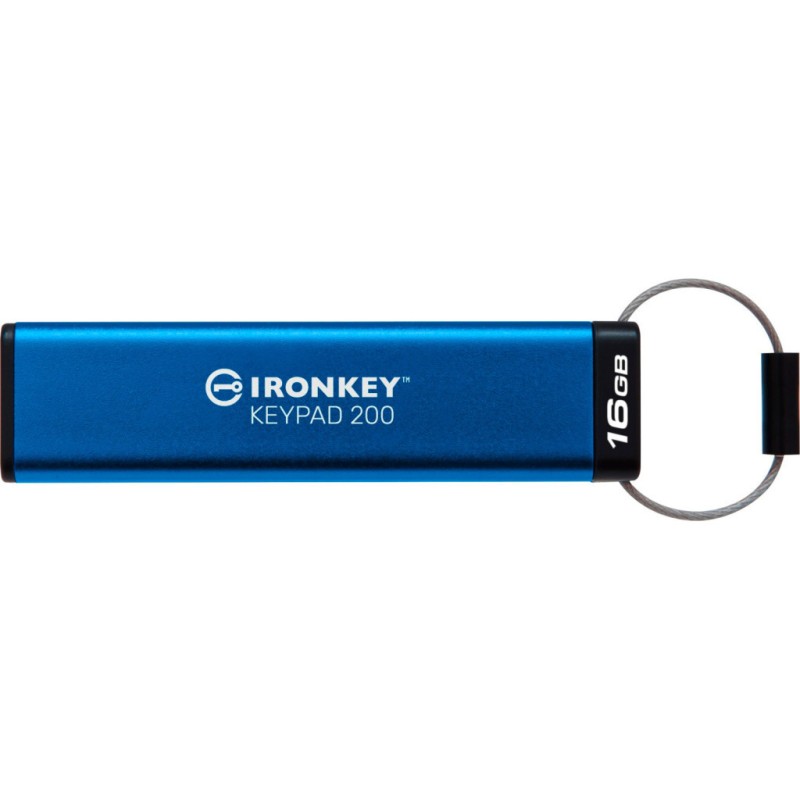USB флеш накопитель Kingston 16GB IronKey Keypad 200 Blue USB 3.2 (IKKP200/16GB)