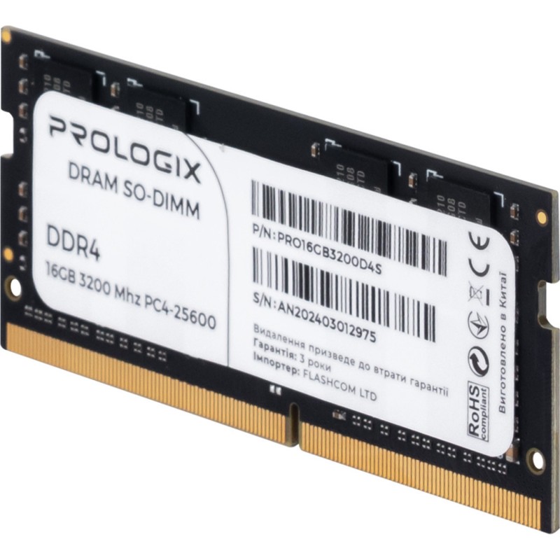 Модуль памяти для ноутбука SoDIMM DDR4 16GB 3200 MHz Prologix (PRO16GB3200D4S)