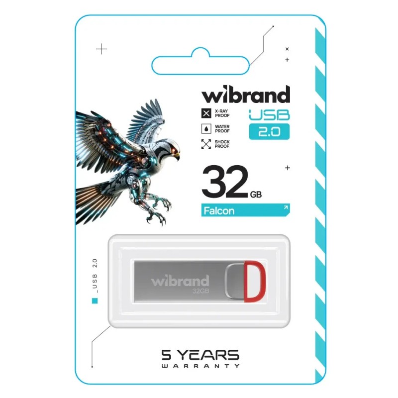 USB флеш накопитель Wibrand 32GB Falcon Silver-Red USB 2.0 (WI2.0/FA32U7R)