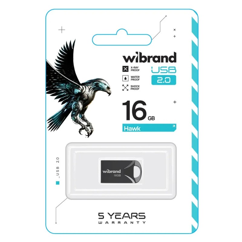 USB флеш накопитель Wibrand 16GB Hawk Black USB 2.0 (WI2.0/HA16M1B)