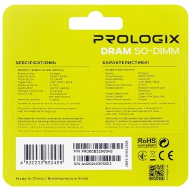 Модуль памяти для ноутбука SoDIMM DDR4 8GB 3200 MHz Prologix (PRO8GB3200D4S)