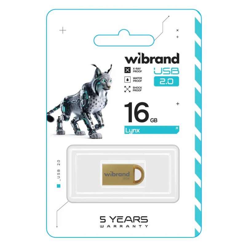 USB флеш накопитель Wibrand 16GB lynx Gold USB 2.0 (WI2.0/LY16M2G)