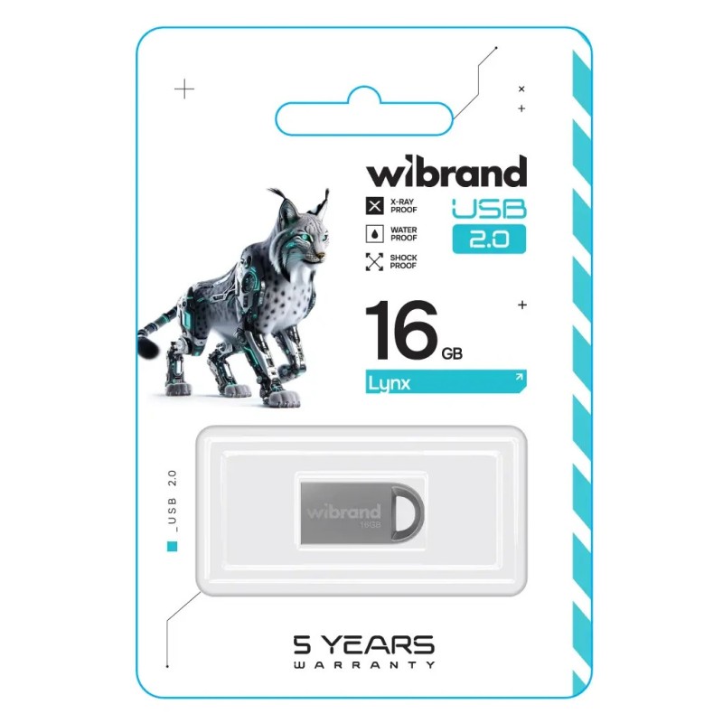 USB флеш накопитель Wibrand 16GB lynx Silver USB 2.0 (WI2.0/LY16M2S)