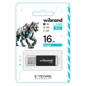 USB флеш накопитель Wibrand 16GB Cougar Black USB 2.0 (без упаковки