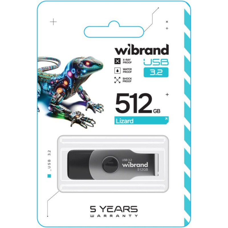 USB флеш накопичувач Wibrand 512GB Lizard Black USB 3.2 (WI3.2/LI512P9B)