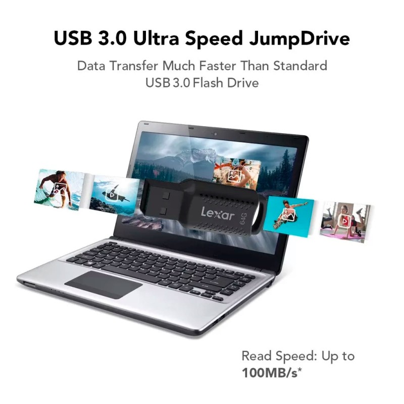 USB флеш накопичувач Lexar 64GB JumpDrive V400 Black USB 3.0 (LJDV400064G-BNBNG)