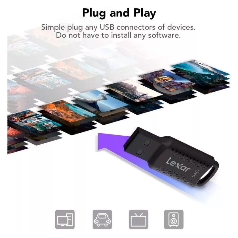 USB флеш накопичувач Lexar 64GB JumpDrive V400 Black USB 3.0 (LJDV400064G-BNBNG)