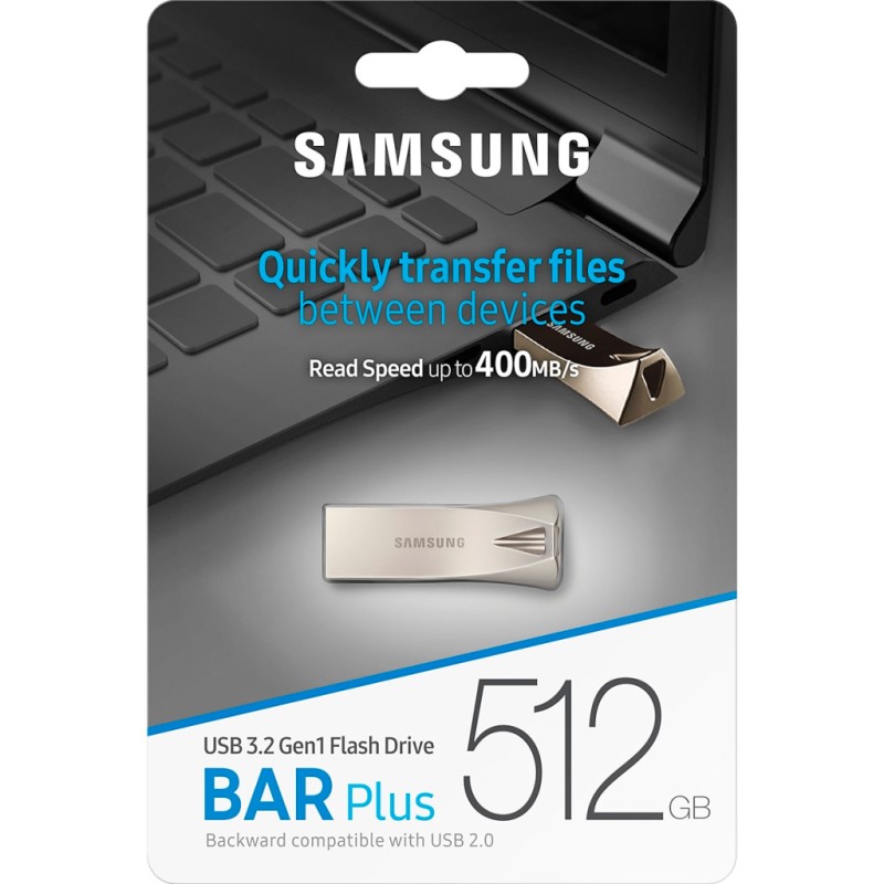 USB флеш накопитель Samsung 512GB Bar Plus Champagne Silver USB 3.2 (MUF-512BE3/APC)