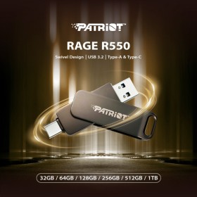 USB флеш накопитель Patriot 128GB Rage R550 Matte Black USB 3.2/Type-C