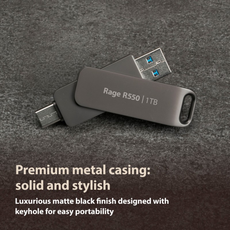 USB флеш накопичувач Patriot 128GB Rage R550 Matte Black USB 3.2/Type-C (PE128GR550DSAD)