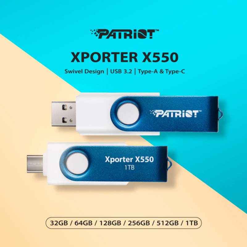 USB флеш накопитель Patriot 256GB Xporter X550 USB 3.2/Type-C (PS256GX550AAD)