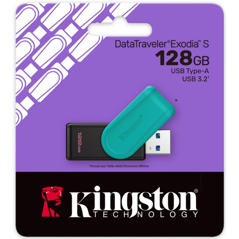 USB флеш накопитель Kingston 128GB DataTraveler Exodia S Black/Turquoise USB 3.2 (DTXS/128GB)