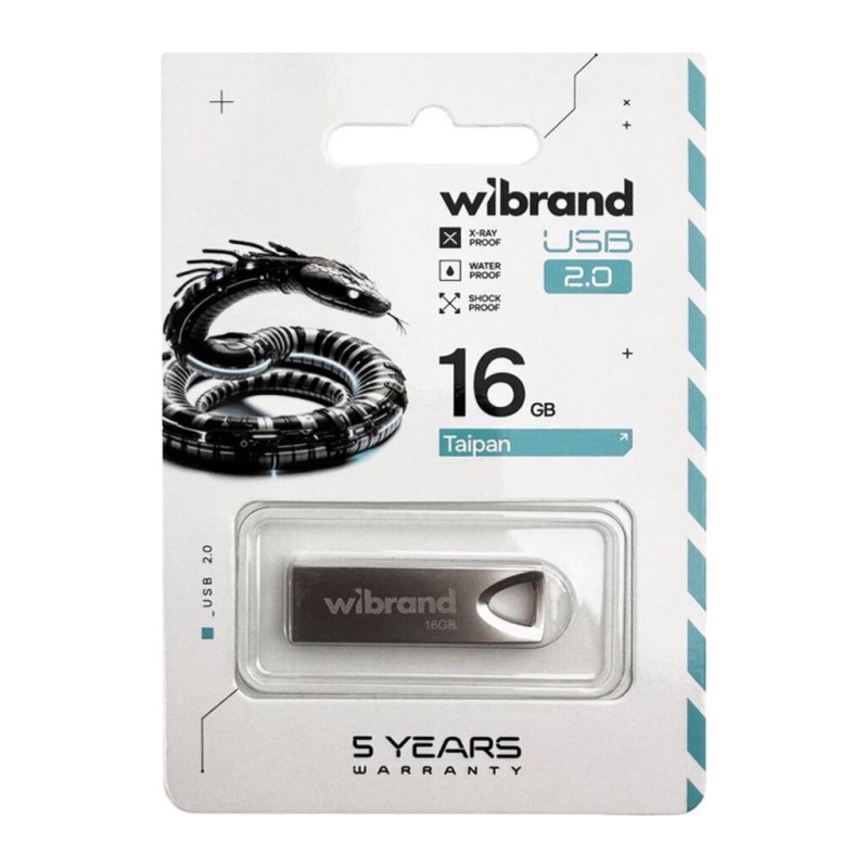USB флеш накопитель Wibrand 16GB Taipan Silver USB 2.0 (WI2.0/TA16U2S)