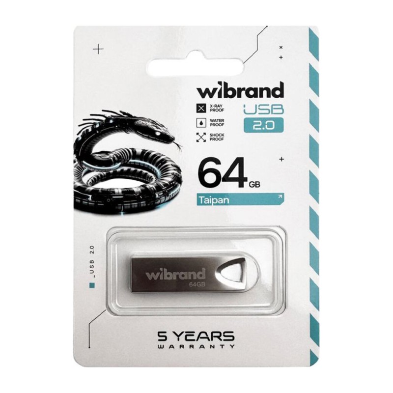 USB флеш накопитель Wibrand 64GB Taipan Silver USB 2.0 (WI2.0/TA64U2S)
