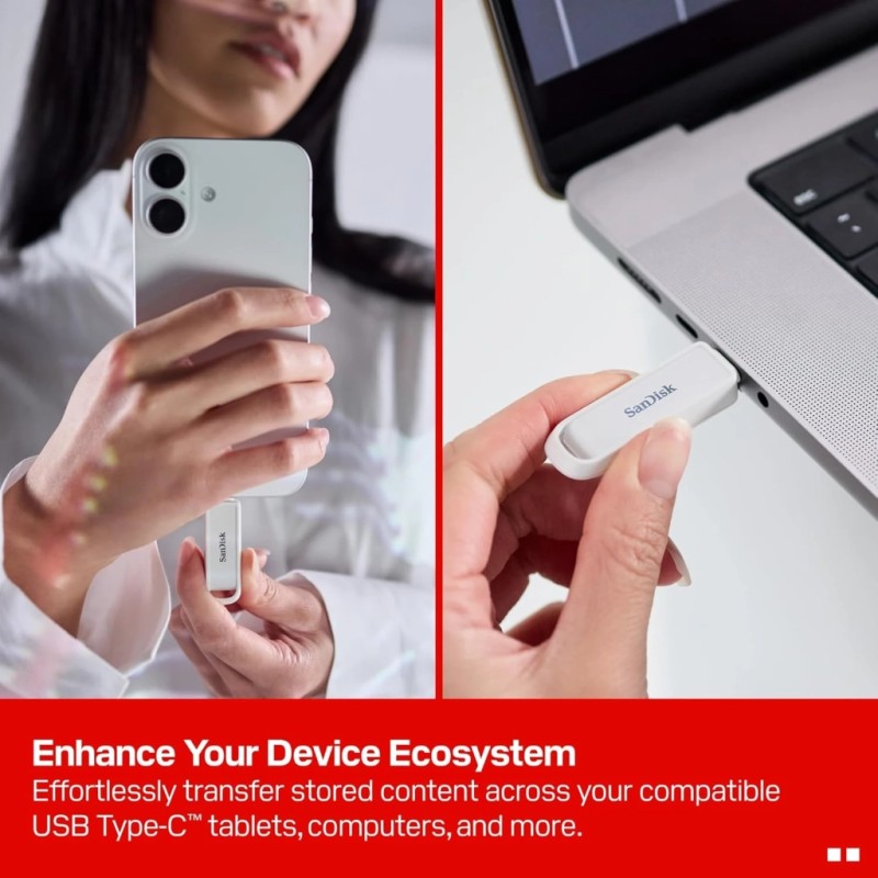 USB флеш накопитель SanDisk 128GB Phone Drive Arctic White Type-C USB 3.2 (SDIXS0N-128G-GN6NE)