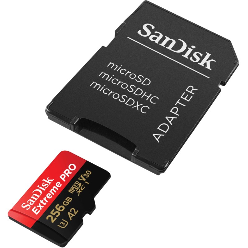 Карта памяти SanDisk 256 GB microSDXC UHS-I U3 Extreme Pro+SD Adapter (SDSQXCD-256G-GN6MA)