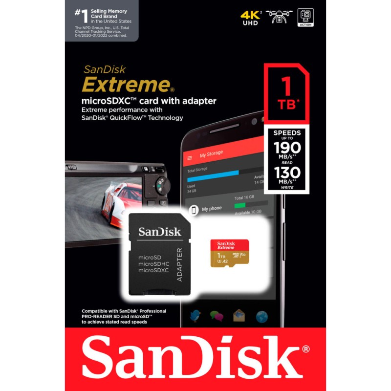 Карта памяти SanDisk 1TB microSD class 10 UHS-I U3 V30 Extreme (SDSQXAV-1T00-GN6MA)