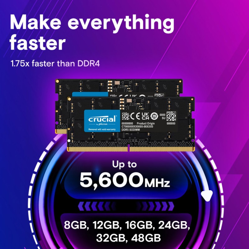 Модуль памяти для ноутбука SoDIMM DDR5 8GB 5600 MHz Micron (CT8G56C46S5T)