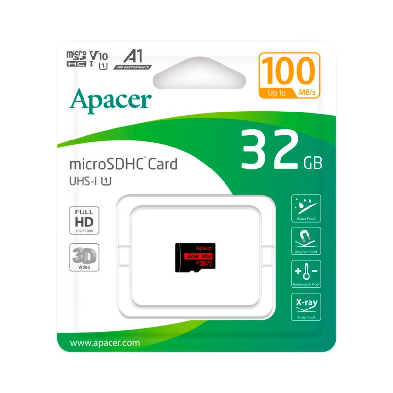 Карта памяти Apacer 32GB microSD class 10 UHS-I V10 A1 (AP32GMCSH10UB-RA)