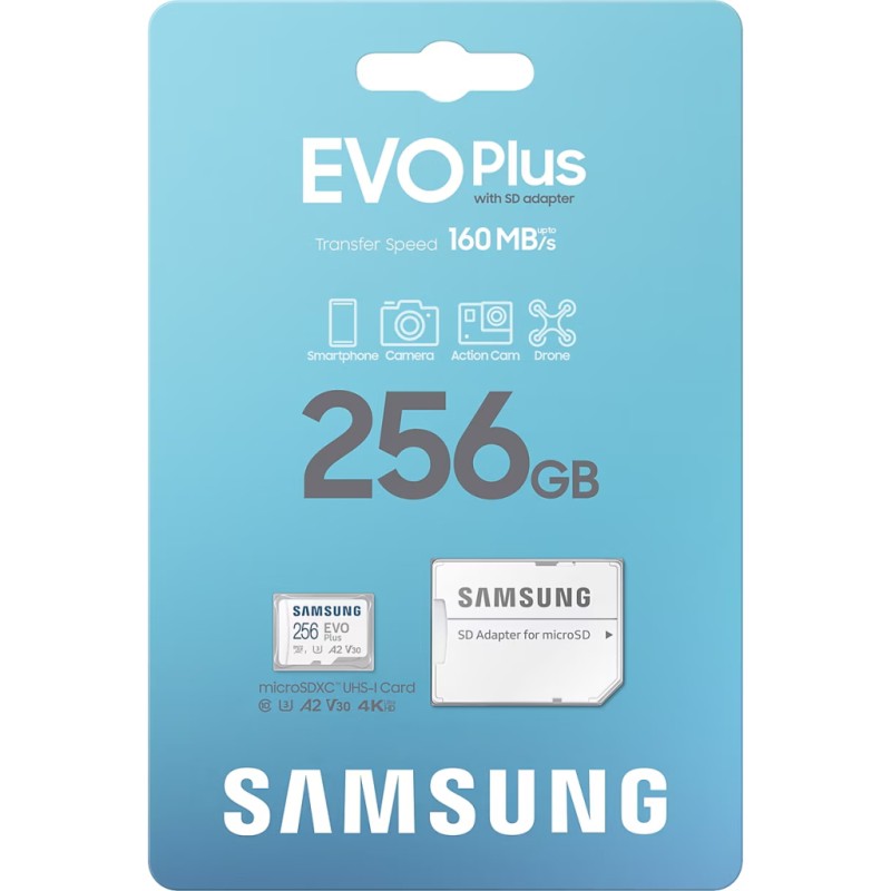 Карта памяти Samsung 256GB microSD class 10 UHS-I U3 V30 A2 EVO Plus (MB-MC256SA/EU)