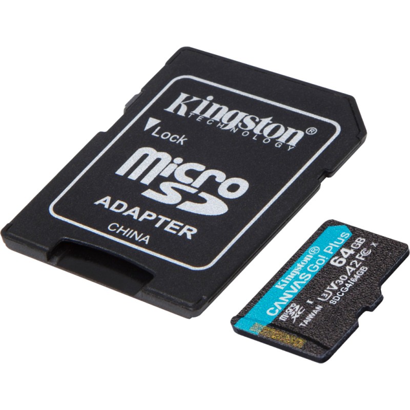 Карта памяти Kingston 64GB microSDXC сlass 10 UHS-I U3 V30 A2 Canvas Go Plus G4 (SDCG4/64GB)