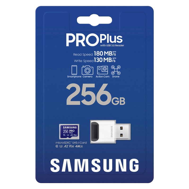 Карта памяти Samsung 256GB microSDXC class 10 UHS-I U3 V30 Pro Plus (MB-MD256SB/WW)