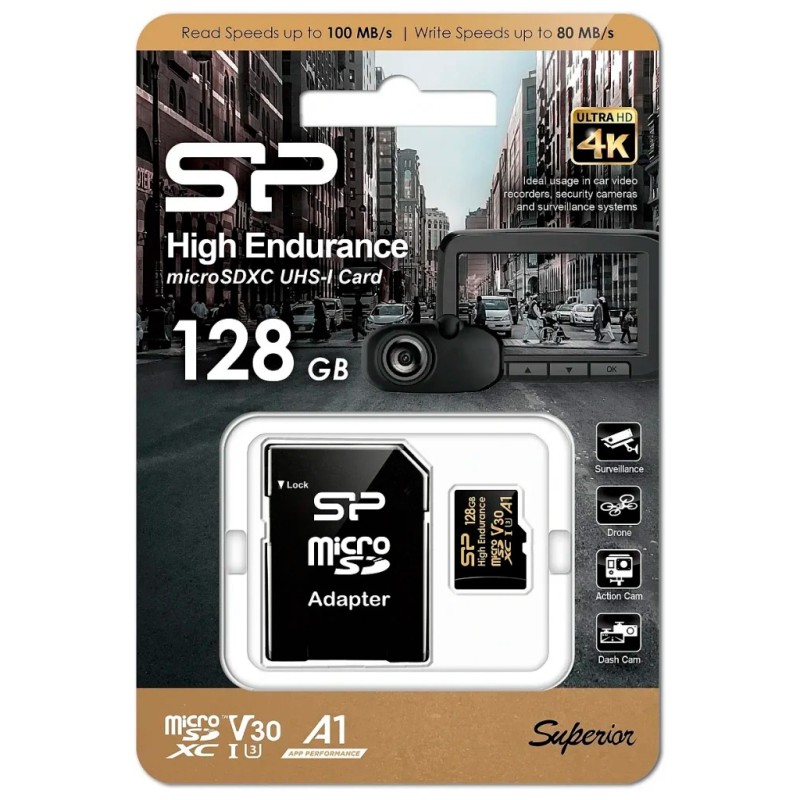 Карта памяти Silicon Power 128GB microSDXC class 10 UHS-I U3 V30 A1 High Endurance (SP128GBSTXDV3V1HSP)