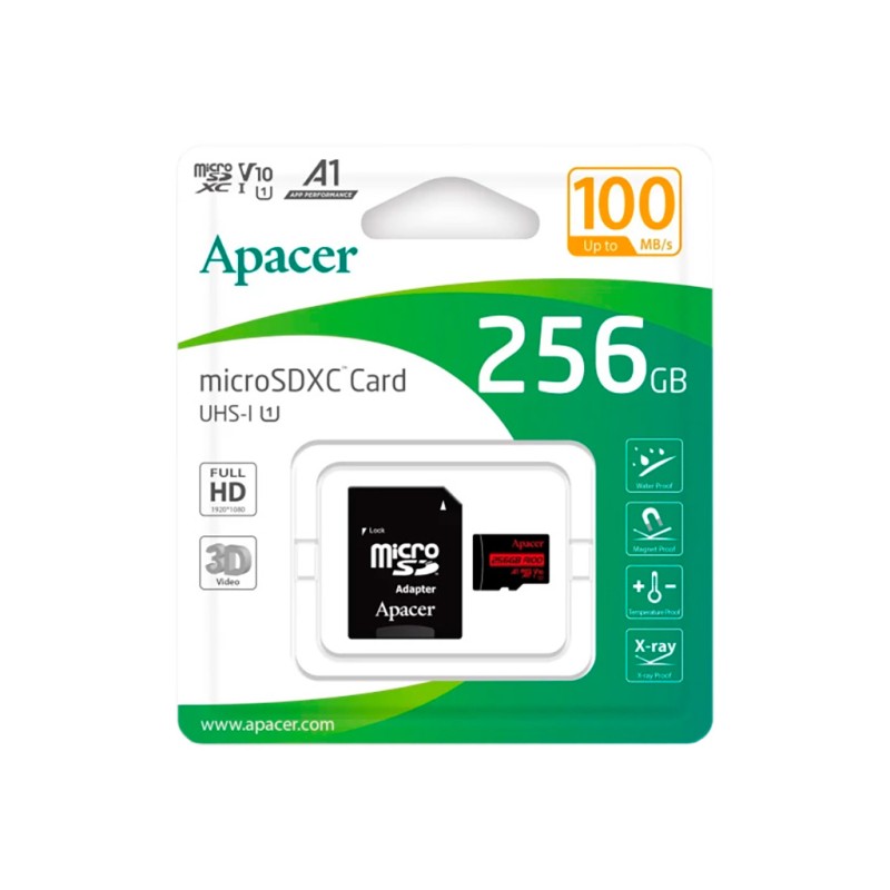 Карта памяти Apacer 256GB microSDXC class 10 UHS-I V10 A1 (AP256GMCSX10UB-R)