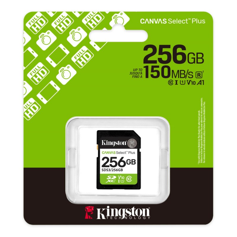 Карта памяти Kingston 256GB SDXC class 10 UHS-I V10 A1 Canvas Select Plus (SDS3/256GB)