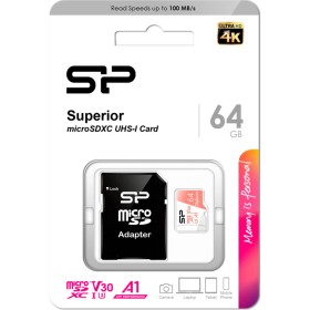 Карта памяти Silicon Power 64GB microSDXC class 10 UHS-I U3 V30 A1 Superior (SP064GBSTXDV3V20SP)