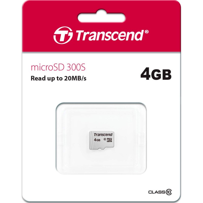 Карта памяти Transcend 4GB microSD class 10 (TS4GUSD300S)