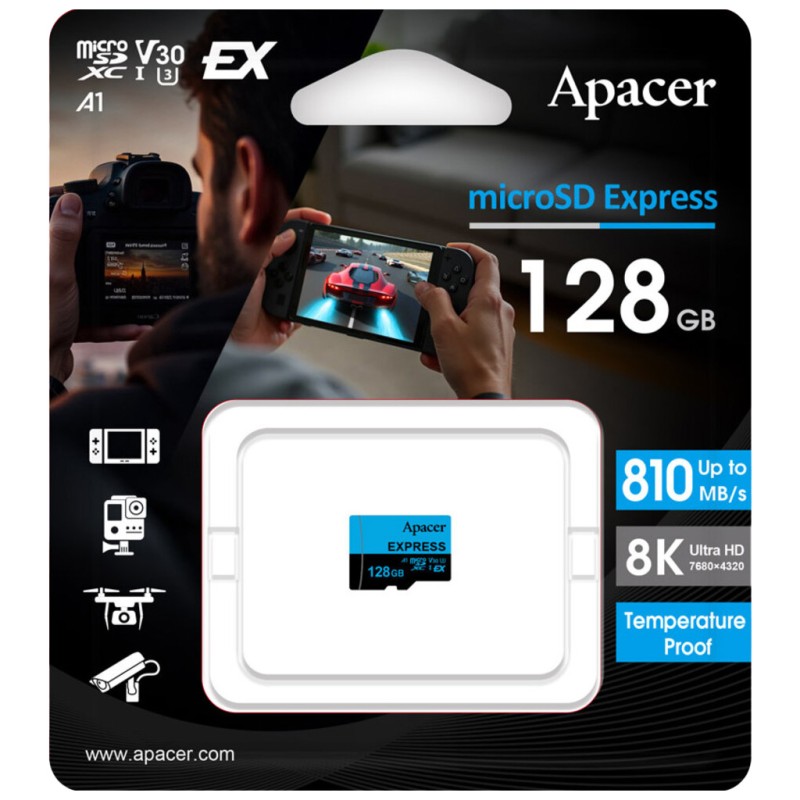 Карта пам'яті Apacer 128GB microSDXC class 10 UHS-I U3 V30 A1 Express (AP128GMCEXG3X17-RA)