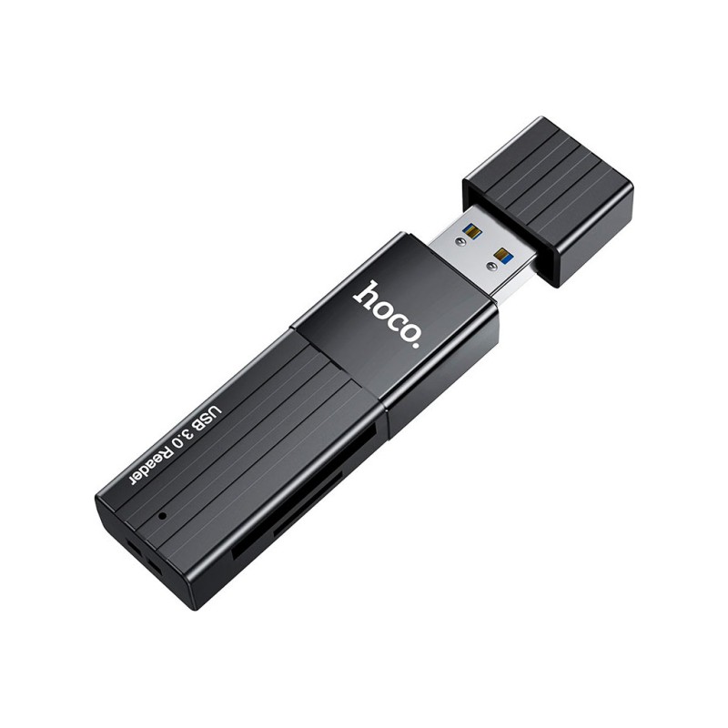 Считыватель флеш-карт HOCO USB3.0 to microSD, microSDHC, microSDXC, SD, SDHC, SDXC, HB20 Black (6931474735218)