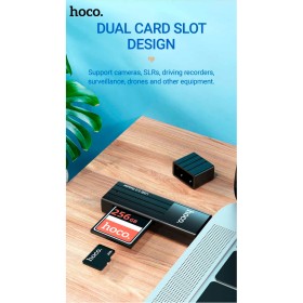 Считыватель флеш-карт HOCO USB3.0 to microSD, microSDHC, microSDXC, SD, SDHC, SDXC, HB20 Black (6931474735218)