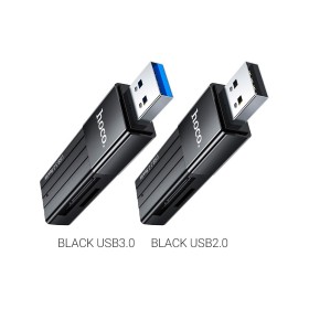 Считыватель флеш-карт HOCO USB3.0 to microSD, microSDHC, microSDXC, SD, SDHC, SDXC, HB20 Black (6931474735218)
