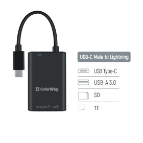 Считыватель флеш-карт ColorWay USB-C to USB 3.0/SD/MicroSD (CW-CR-02)