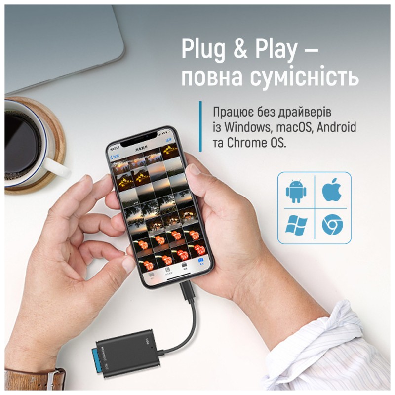 Считыватель флеш-карт ColorWay USB-C to USB 3.0/SD/MicroSD (CW-CR-02)