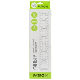 Мережевий фільтр живлення Patron 3m (SP-1063W), 6 розеток White
