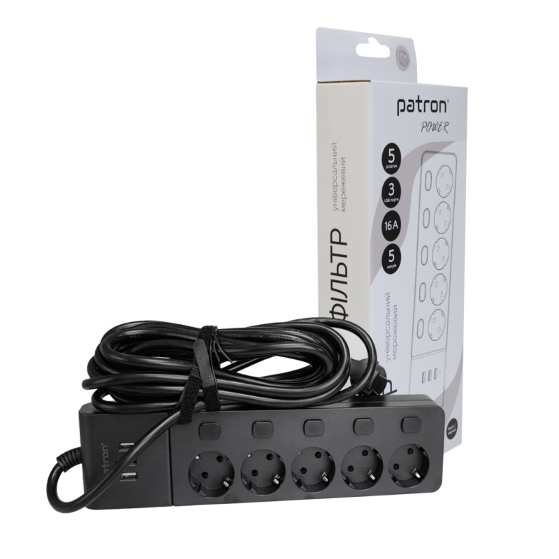 Сетевой фильтр питания Patron SP1655-USB (EXT-PN-SP-1655-USB)