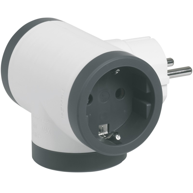 Мережевий розгалужувач Legrand ПРЕМІУМ 3х2К+З бокові розетки, колір Білий/Чорний (694520)