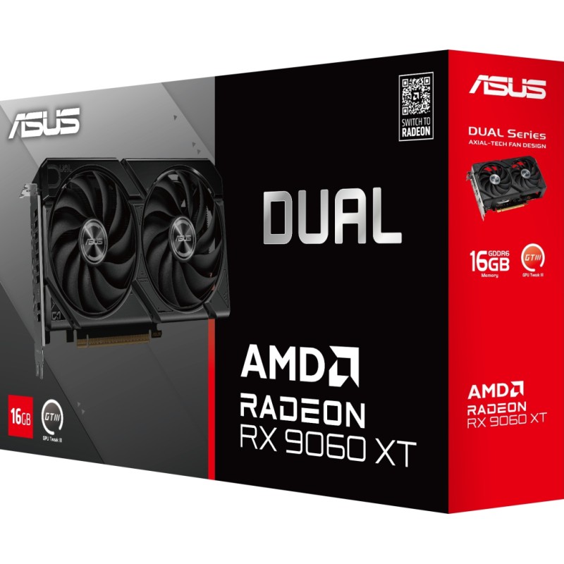Відеокарта ASUS Radeon RX 9060 XT 16Gb DUAL OC (DUAL-RX9060XT-16G)