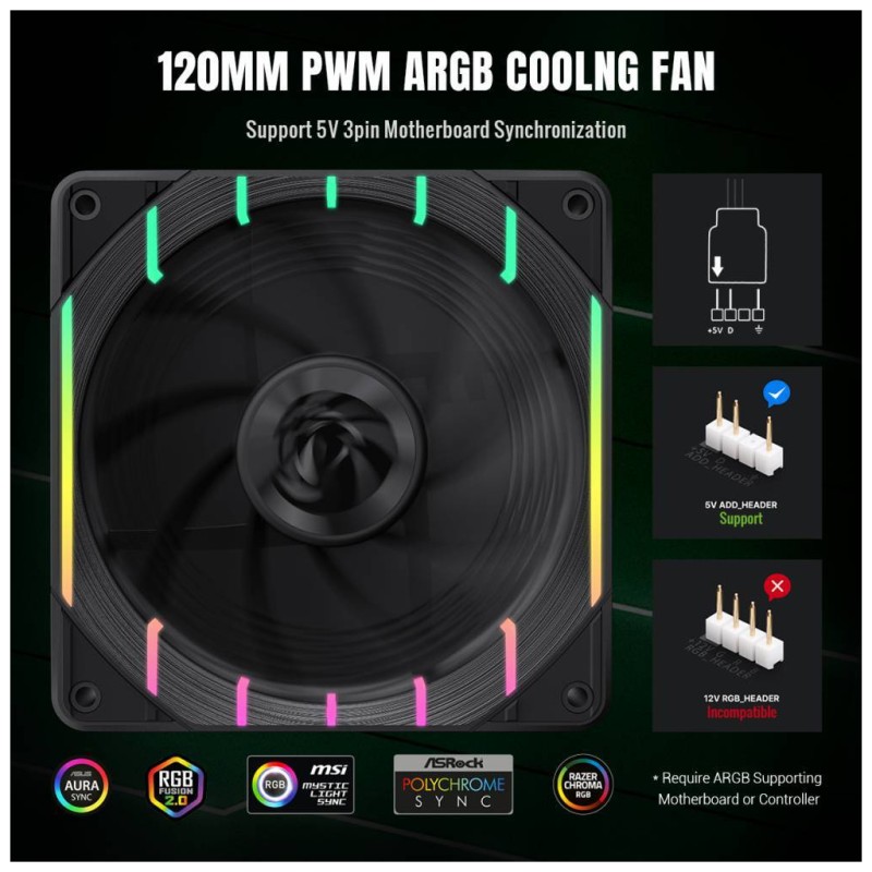 Кулер для корпуса Gamemax Tornado T12 ARGB