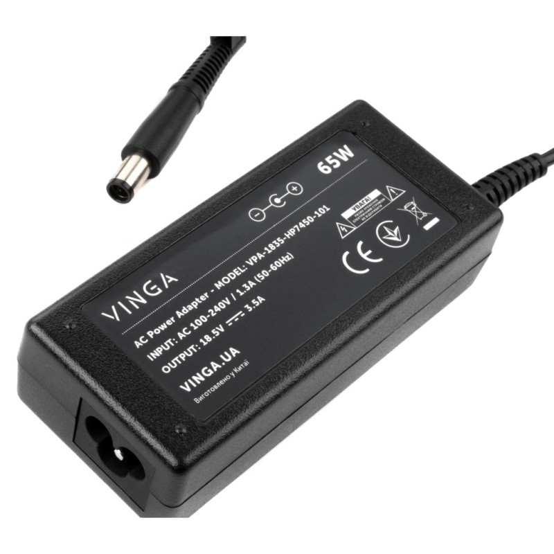 Блок питания к ноутбуку Vinga HP 65W 18.5V 3.5А 7.4*5.0 (VPA-1835-HP7450-101)